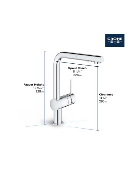 Grohe 30300 Minta Ohm Sink L-Spout Pull-Out Spray Us