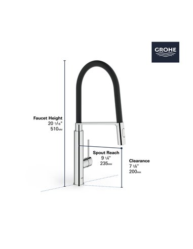 Grohe 31492 Concetto Semi-Pro Kitchen Us, Black Hose