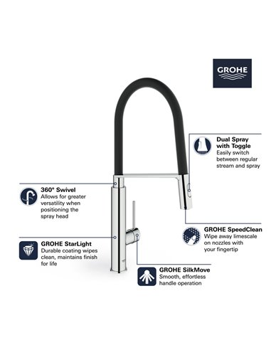 Grohe 31492 Concetto Semi-Pro Kitchen Us, Black Hose