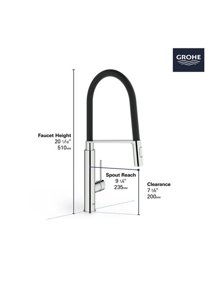 Grohe 31492 Concetto Semi-Pro Kitchen Us, Black Hose