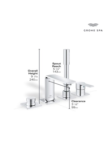 Grohe 19316 Allure New 4-Hole Single-Handle Deck Mount Roman Tub Faucet with 1.75 GPM Hand Shower