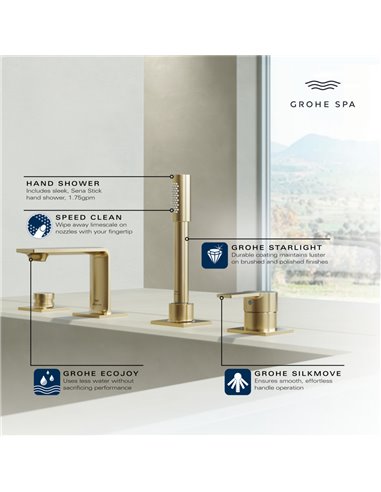 Grohe 19316 Allure New 4-Hole Single-Handle Deck Mount Roman Tub Faucet with 1.75 GPM Hand Shower