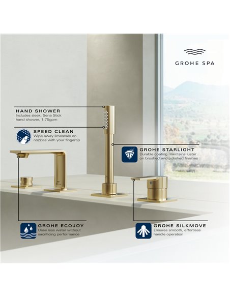 Grohe 19316 Allure New 4-Hole Single-Handle Deck Mount Roman Tub Faucet with 1.75 GPM Hand Shower