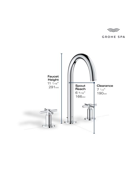 Grohe 20659 Atrio New 8-inch Widespread 2-Handle M-Size Bathroom Faucet 1.2 GPM
