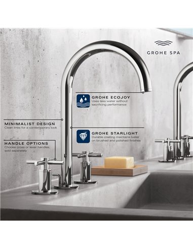 Grohe 20659 Atrio New 8-inch Widespread 2-Handle M-Size Bathroom Faucet 1.2 GPM