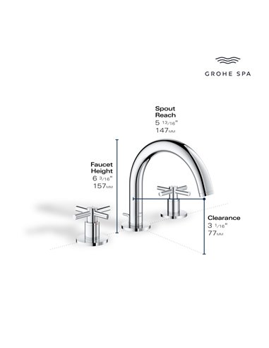 Grohe 20660 Atrio New 8-inch Widespread 2-Handle S-Size Bathroom Faucet 1.2 GPM