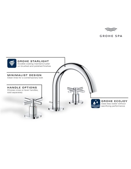 Grohe 20660 Atrio New 8-inch Widespread 2-Handle S-Size Bathroom Faucet 1.2 GPM