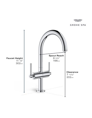 Grohe 21146 Atrio New Single Hole Two-Handle L-Size Bathroom Faucet 1.2 GPM