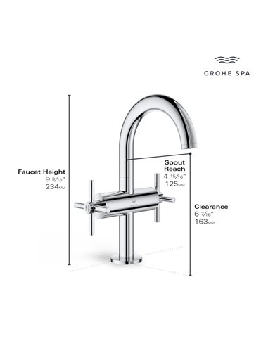 Grohe 21148 Atrio New Single Hole Two-Handle M-Size Bathroom Faucet 1.2 GPM