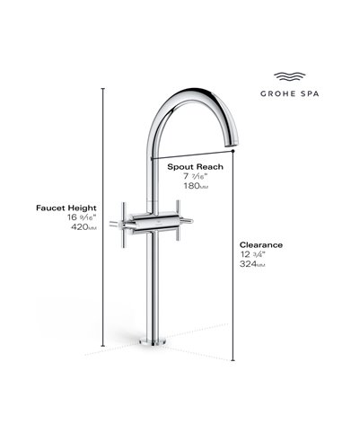 Grohe 21161 Atrio New Single Hole Two-Handle XL-Size Bathroom Faucet 1.2 GPM