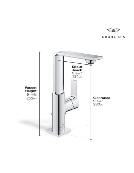 Grohe 23858 Allure New Single-Hole Single-Handle L-Size Bathroom Faucet 1.2 GPM