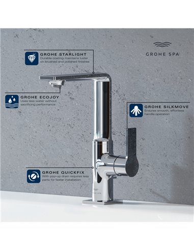 Grohe 23858 Allure New Single-Hole Single-Handle L-Size Bathroom Faucet 1.2 GPM