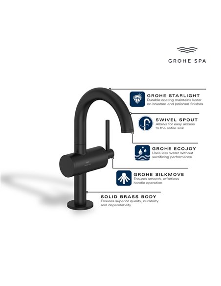 Grohe 24351 Atrio New Single Hole Single-Handle M-Size Bathroom Faucet 1.2 GPM