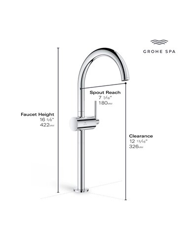 Grohe 24352 Atrio New Single Hole Single-Handle XL-Size Bathroom Faucet 1.2 GPM