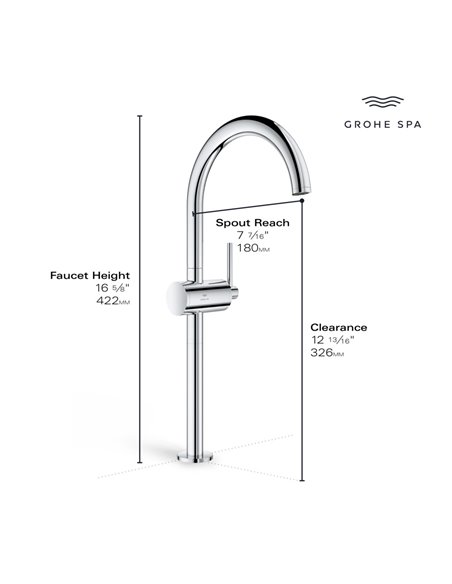 Grohe 24352 Atrio New Single Hole Single-Handle XL-Size Bathroom Faucet 1.2 GPM