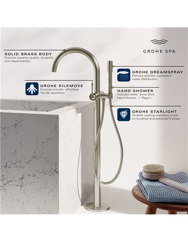 Grohe 24368 Atrio New Single-Handle Freestanding Tub Faucet with 1.75 GPM Hand Shower