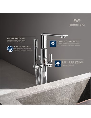 Grohe 25222 Allure New Single-Handle Freestanding Tub Faucet with 1.75 GPM Hand Shower