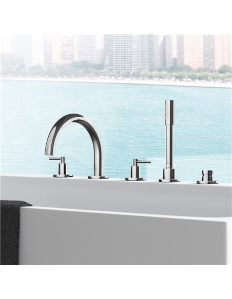 Grohe 25274 Atrio New 5-Hole 2-Handle Deck Mount Roman Tub Faucet with 1.75 GPM Hand Shower