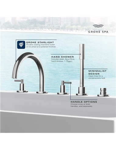 Grohe 25274 Atrio New 5-Hole 2-Handle Deck Mount Roman Tub Faucet with 1.75 GPM Hand Shower
