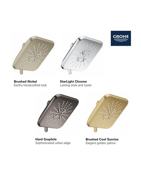 Grohe 26797 Rainshower Shower Head, 6-1/2" - 3 Sprays, 1.75gpm