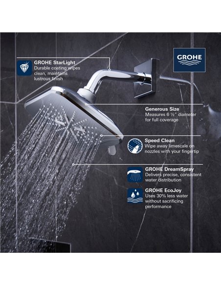 Grohe 26797 Rainshower Shower Head, 6-1/2" - 3 Sprays, 1.75gpm