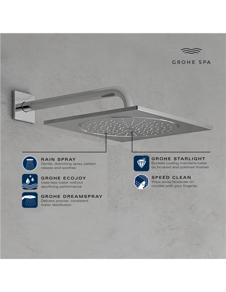 Grohe 26872 Rainshower 10" Shower Head - 1 Spray, 9.5 L/min - 2.5 GPM