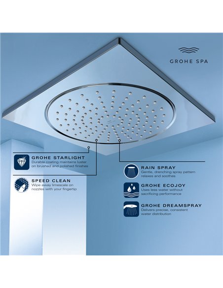Grohe 26882 Rainshower 10" Ceiling Shower Head - 1 Spray, 6.6 L/min - 1.75 GPM