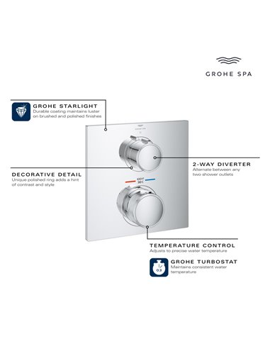 Grohe 29178 Allure New Dual Function 2-Handle Thermostatic Valve Trim