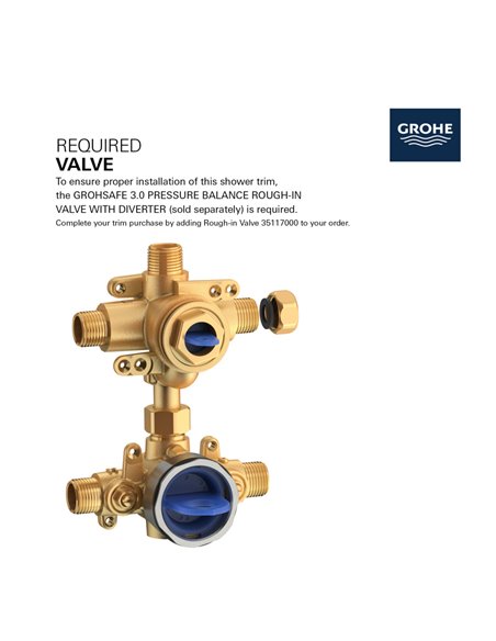 Grohe 29422 Eurocube Pressure Balance Valve Trim With 2-Way Diverter With Cartridge