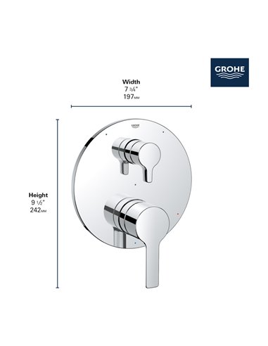 Grohe 29424 Lineare Pressure Balance Valve Trim With 3-Way Diverter With Cartridge