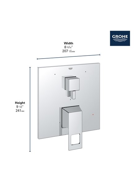 Grohe 29426 Eurocube Pressure Balance Valve Trim With 3-Way Diverter With Cartridge