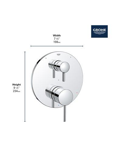 Grohe 29427 Timeless Pressure Balance Valve Trim With 3-Way Diverter With Cartridge