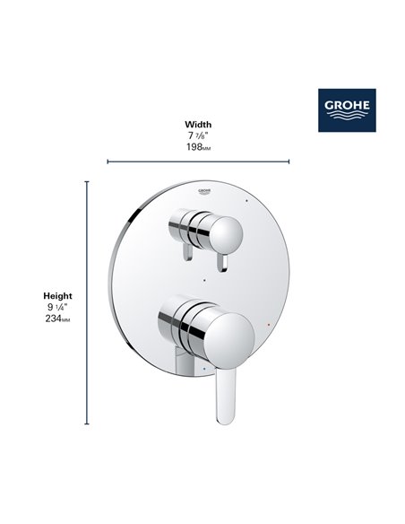 Grohe 29434 Cosmopolitan Pressure Balance Valve Trim With 2-Way Diverter With Cartridge