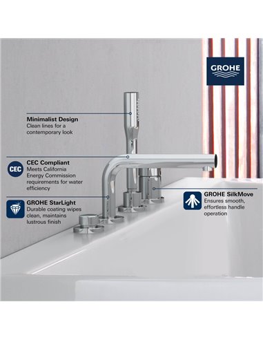 Grohe 19576 Concetto 4-Hole Single-Handle Deck Mount Roman Tub Faucet with 6.6 L/min - 1.75 GPM Hand Shower