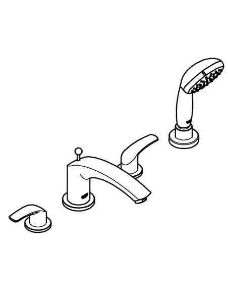 Grohe 25170 Eurosmart 4-Hole 2-Handle Deck Mount Roman Tub Faucet with 6.6 L/min - 1.75 GPM Hand Shower