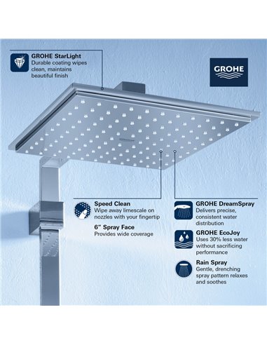 Grohe 26468 Euphoria 150 Shower Head 6" - 1 Spray 6.6 L/min - 1.75 GPM