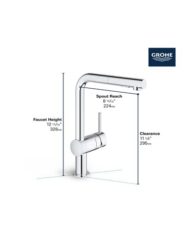 Grohe 30300 Minta Single-Handle Pull-Out Kitchen Faucet Dual Spray 6.6 L/min - 1.75 GPM