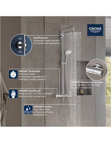 Grohe 26128 Euphoria 260 CoolTouch Thermostatic Shower System 1.75 gpm