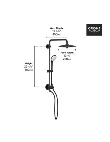 Grohe 27867 Retro-Fit 25" Euphoria Shower System 9.5 L/min - 2.5 gpm 