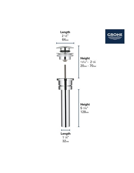 Grohe 65818 Pop-Up Waste Set - with overflow 