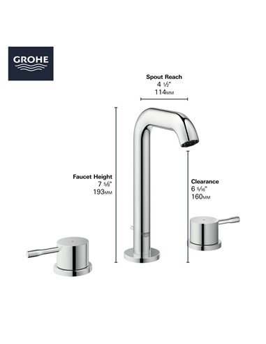 Grohe 20297 Essence New 8-inch Widespread 2-Handle M-Size Bathroom Faucet 1.2 GPM
