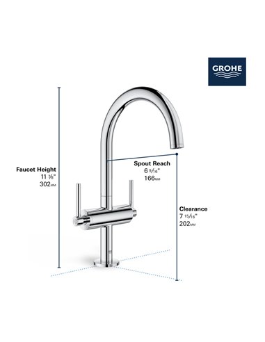 Grohe 21027 Atrio New Single Hole Single-Handle L-Size Bathroom Faucet 4.5 L/min - 1.2 GPM