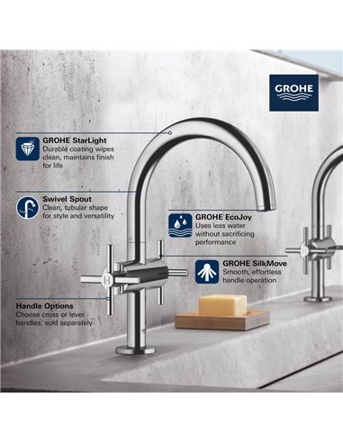 Grohe 21031 Atrio New Single Hole Single-Handle M-Size Bathroom Faucet 4.5 L/min - 1.2 GPM