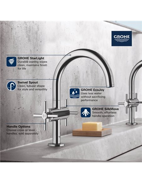 Grohe 21031 Atrio New Single Hole Single-Handle M-Size Bathroom Faucet 4.5 L/min - 1.2 GPM