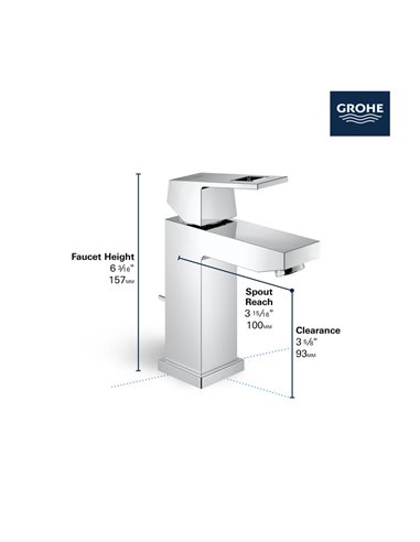 Grohe 23129 Eurocube Single Hole Single-Handle S-Size Bathroom Faucet 4.5 L/min - 1.2 GPM