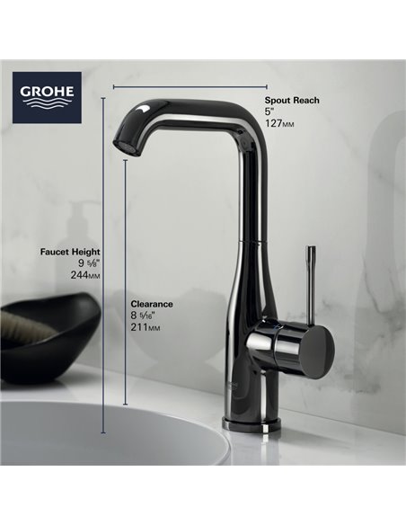Grohe 23486 Essence New Single Hole Single-Handle L-Size Bathroom Faucet 4.5 L/min - 1.2 GPM