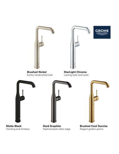Grohe 23538 Essence New Single Hole Single-Handle Deck Mount Vessel Sink Faucet 4.5 L/min - 1.2 GPM