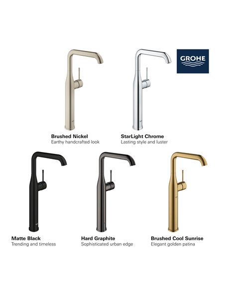 Grohe 23538 Essence New Single Hole Single-Handle Deck Mount Vessel Sink Faucet 4.5 L/min - 1.2 GPM