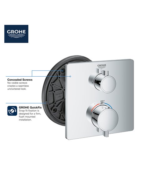 Grohe 24110 Grohtherm Single Function 2-Handle Thermostatic Valve Trim