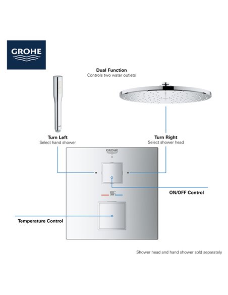 Grohe 24158 Grohtherm Dual Function 2-Handle Thermostatic Valve Trim